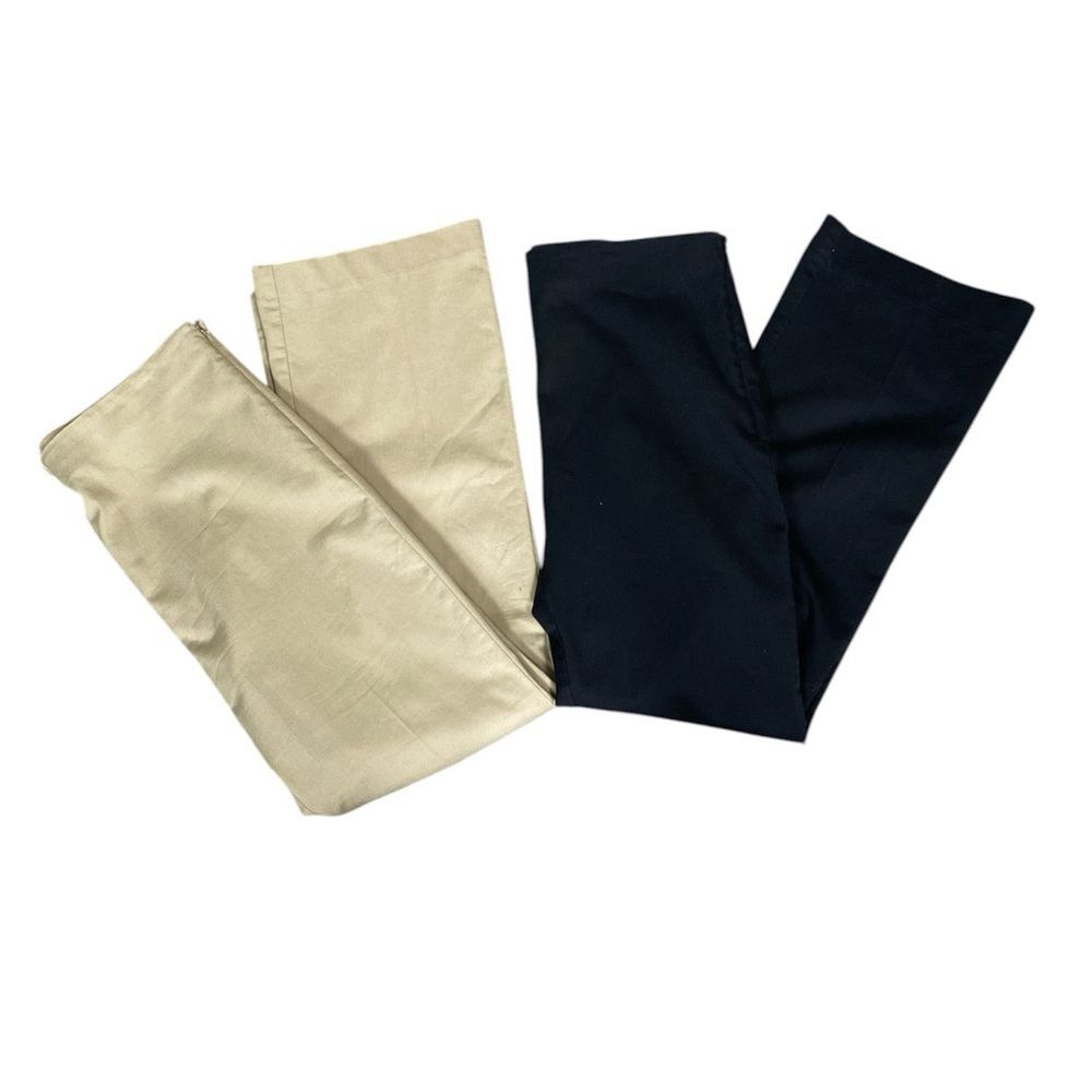 Soft Surroundings Pants Bundle Size 10 Black Tan Straight Leg Stretch Side Zip